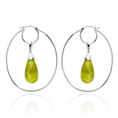 Theta Earrings in White Gold & Lemon Quartz Tart Interchangeable Charm [Charm Sold Separately]